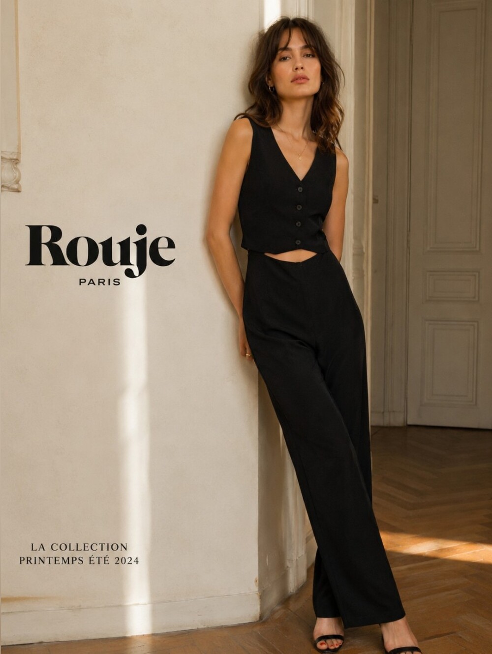Rouje Paris • Open Front Cut Out Sleeveless Jumpsuit in Black